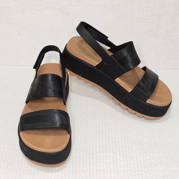 Reef Water Vista Higher Sandals Women's Size 8 Black Tan Platform Vacation - Picture 4 of 13